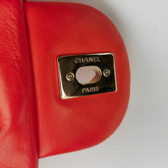 Chanel Classic Flap Maxi Orange Leather Giant CC Logo