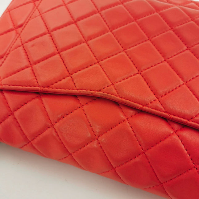 Chanel Classic Flap Maxi Orange Leather Giant CC Logo