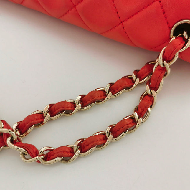 Chanel Classic Flap Maxi Orange Leather Giant CC Logo