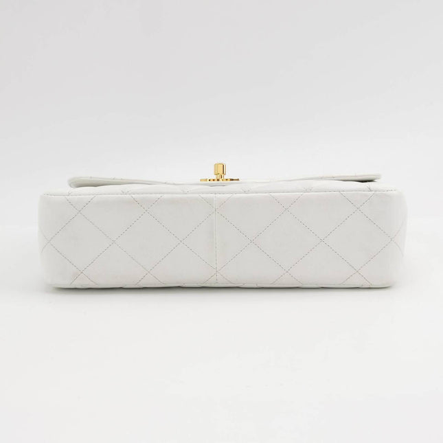 Sold Chanel Classic Flap 1996 White Leather 24k Gold Plated Giant CC Logo