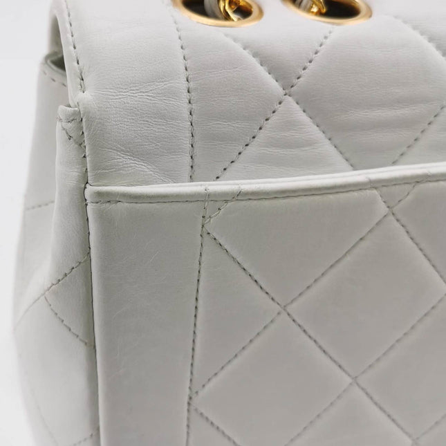 Sold Chanel Classic Flap 1996 White Leather 24k Gold Plated Giant CC Logo