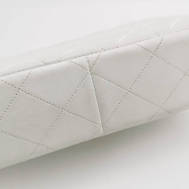 Sold Chanel Classic Flap 1996 White Leather 24k Gold Plated Giant CC Logo