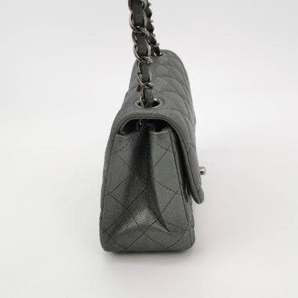 Sold Chanel Classic Flap Square 2014 Metallic Grey Lambskin Leather Bag