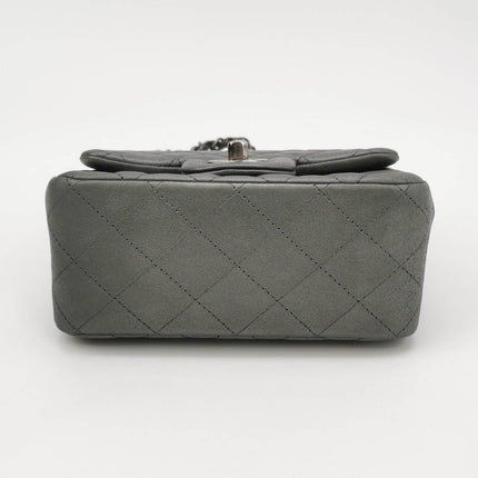 Sold Chanel Classic Flap Square 2014 Metallic Grey Lambskin Leather Bag