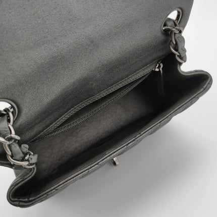 Sold Chanel Classic Flap Square 2014 Metallic Grey Lambskin Leather Bag