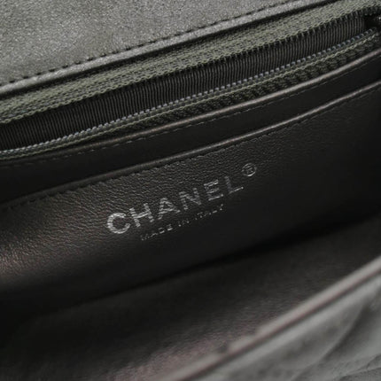 Sold Chanel Classic Flap Square 2014 Metallic Grey Lambskin Leather Bag