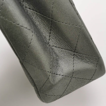 Sold Chanel Classic Flap Square 2014 Metallic Grey Lambskin Leather Bag