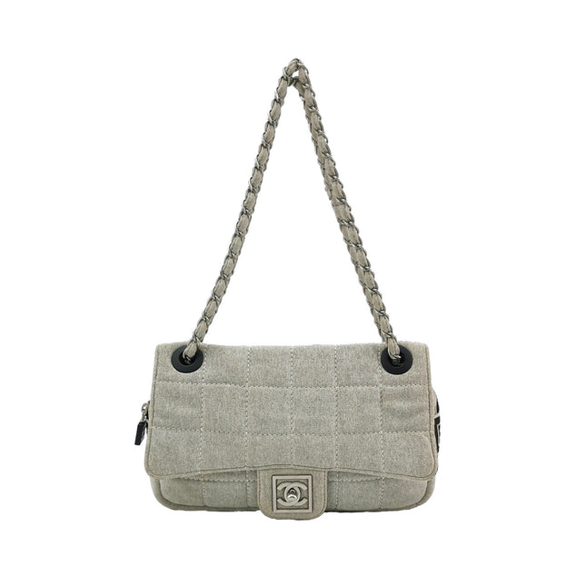Chanel Classic Flap 2005 Medium Grey Cloth-Luxbags