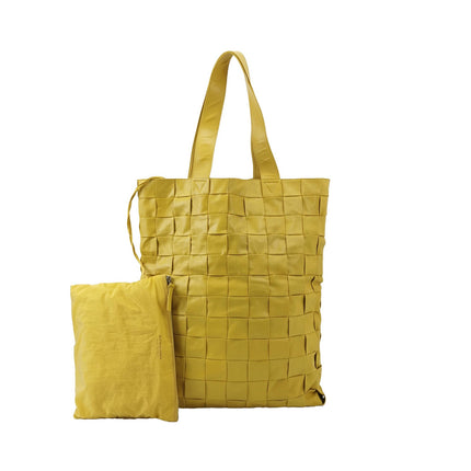 Bottega Veneta Vertical Cabat Large Yellow Shiny Leather Tote Bag