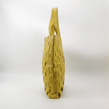 Bottega Veneta Cabat Vertical Yellow Shiny Calfskin Leather Tote Bag