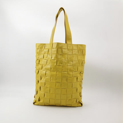 Bottega Veneta Cabat Vertical Yellow Shiny Calfskin Leather Tote Bag