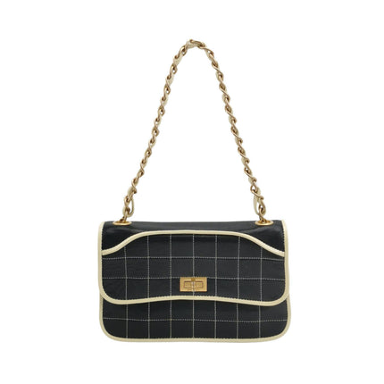 Chanel Chocolate Bar 2002 Medium Black Leather Shoulder Bag-Luxbags