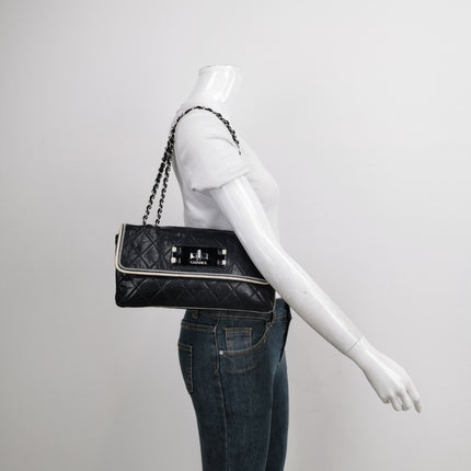 Sold Chanel East West Mademoiselle Flap Bag 2008 Medium Black Leather Shoulder Bag