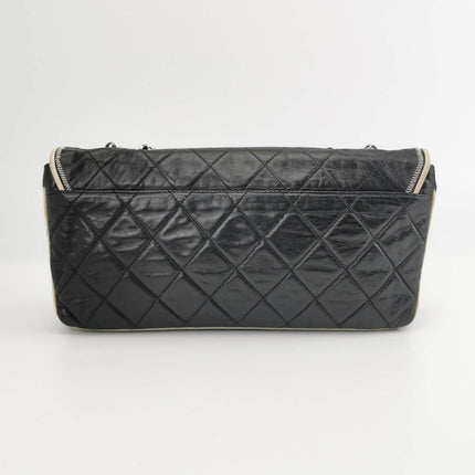 Sold Chanel East West Mademoiselle Flap Bag 2008 Medium Black Leather Shoulder Bag
