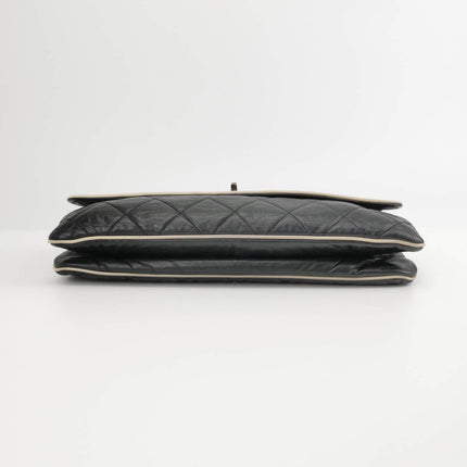 Sold Chanel East West Mademoiselle Flap Bag 2008 Medium Black Leather Shoulder Bag