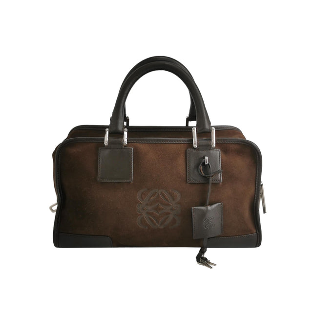 Loewe Amazona 29 Dark Brown Suede and Leather Top Handle Bag