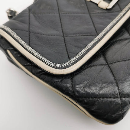 Sold Chanel East West Mademoiselle Flap Bag 2008 Medium Black Leather Shoulder Bag