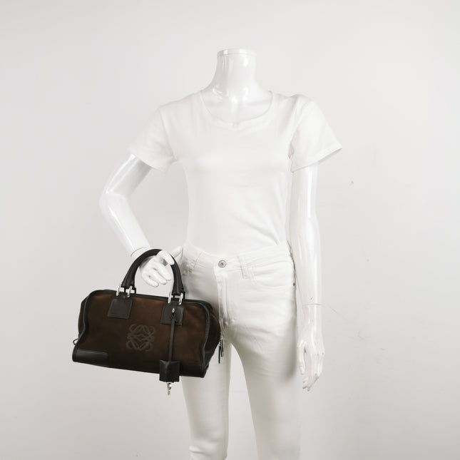 Loewe Amazona 29 Dark Brown Suede and Leather Top Handle Bag
