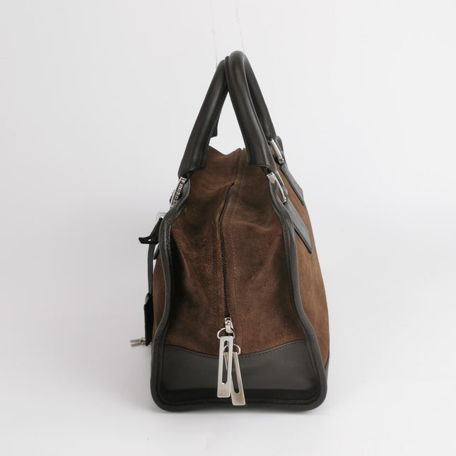 Loewe Amazona 29 Dark Brown Suede and Leather Top Handle Bag