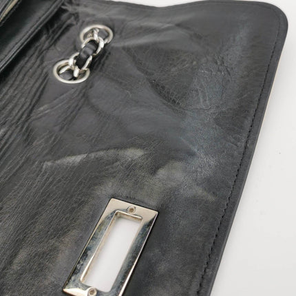 Sold Chanel East West Mademoiselle Flap Bag 2008 Medium Black Leather Shoulder Bag