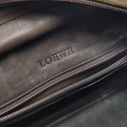 Loewe Amazona 29 Dark Brown Suede and Leather Top Handle Bag