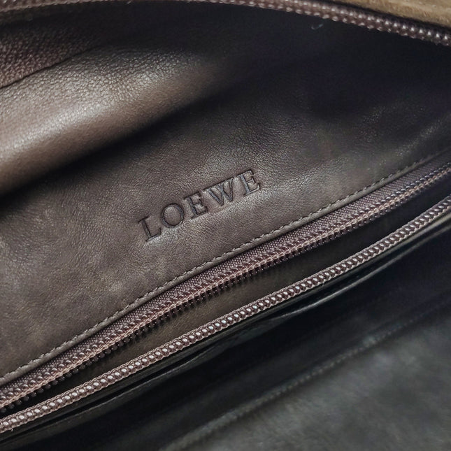 Loewe Amazona 29 Dark Brown Suede and Leather Top Handle Bag