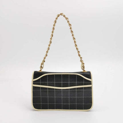Sold Chanel Chocolate Bar 2002 Medium Black Leather Shoulder Bag