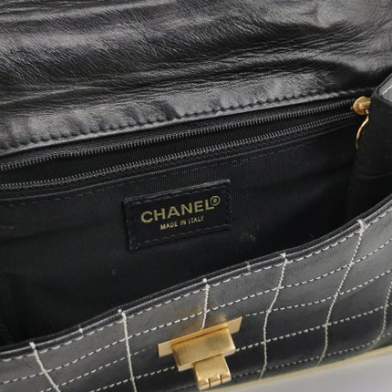 Sold Chanel Chocolate Bar 2002 Medium Black Leather Shoulder Bag