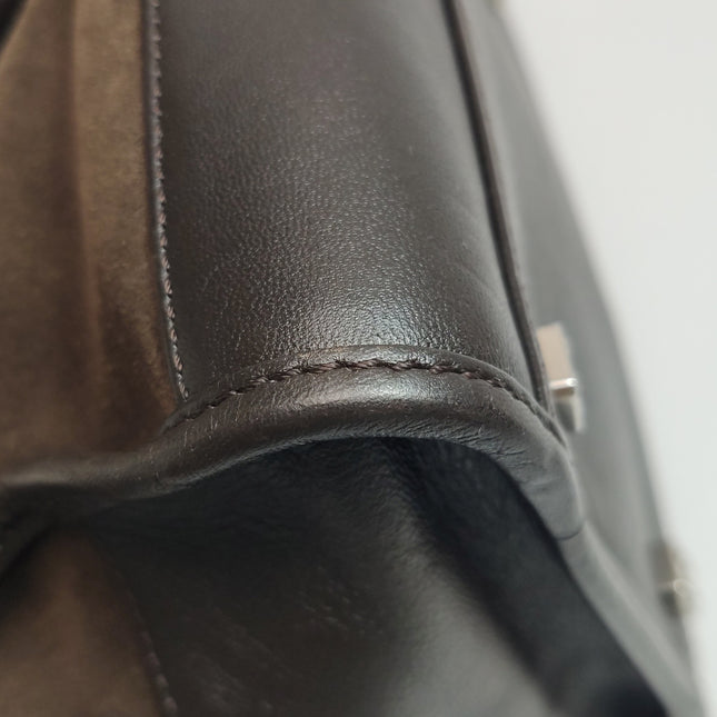 Loewe Amazona 29 Dark Brown Suede and Leather Top Handle Bag