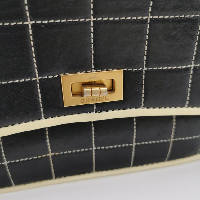 Sold Chanel Chocolate Bar 2002 Medium Black Leather Shoulder Bag