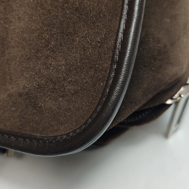 Loewe Amazona 29 Dark Brown Suede and Leather Top Handle Bag