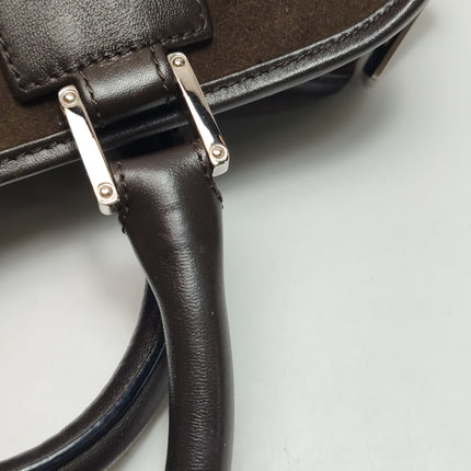 Loewe Amazona 29 Dark Brown Suede and Leather Top Handle Bag