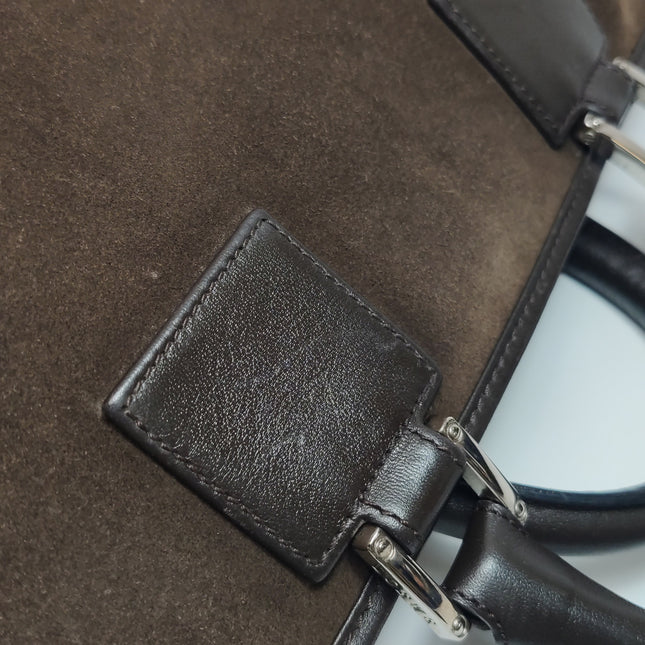 Loewe Amazona 29 Dark Brown Suede and Leather Top Handle Bag