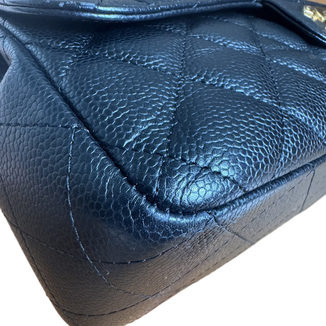 Chanel Classic Flap Jumbo Black Caviar Leather Single Flap 24k Gold Hardware 2008