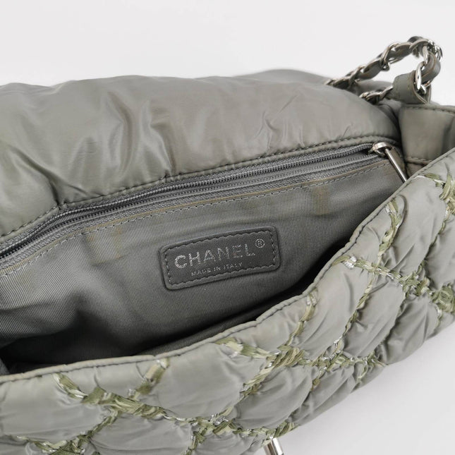 Sold Chanel 2011 Paris-Byzance Tweed On Stitch Nylon Quilted Flap Bag Grey