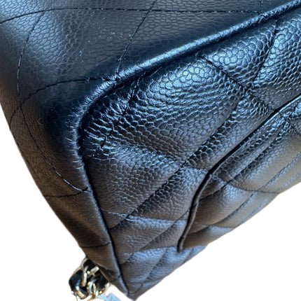Chanel Classic Flap Jumbo Black Caviar Leather Single Flap 24k Gold Hardware 2008