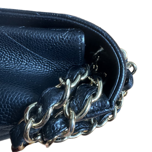 Chanel Classic Flap Jumbo Black Caviar Leather Single Flap 24k Gold Hardware 2008