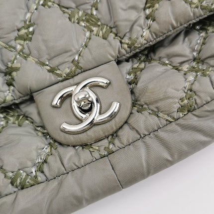 Sold Chanel 2011 Paris-Byzance Tweed On Stitch Nylon Quilted Flap Bag Grey