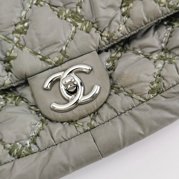 Sold Chanel 2011 Paris-Byzance Tweed On Stitch Nylon Quilted Flap Bag Grey