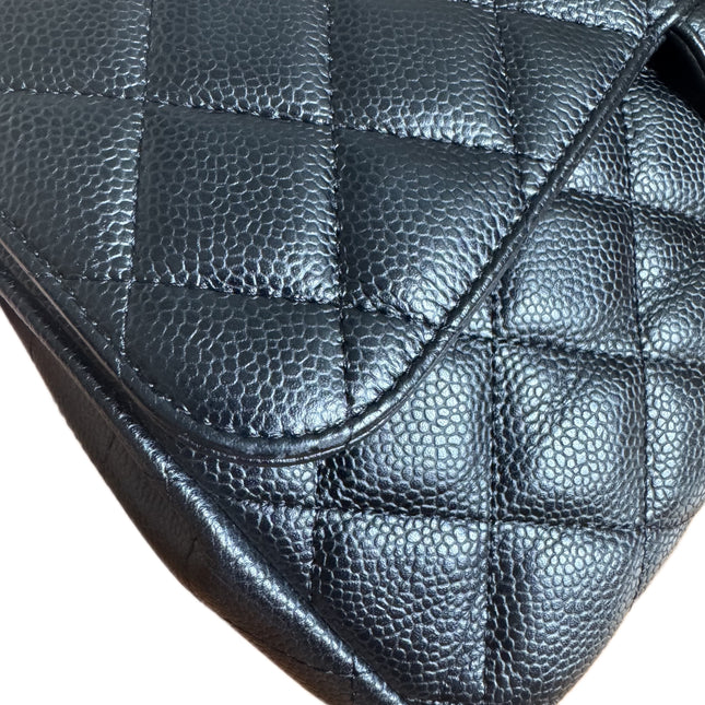 Chanel Classic Flap Jumbo Black Caviar Leather Single Flap 24k Gold Hardware 2008
