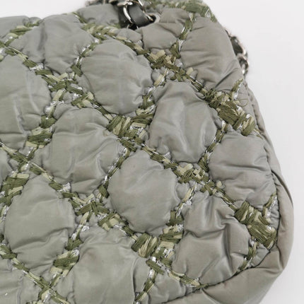 Sold Chanel 2011 Paris-Byzance Tweed On Stitch Nylon Quilted Flap Bag Grey