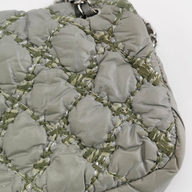 Sold Chanel 2011 Paris-Byzance Tweed On Stitch Nylon Quilted Flap Bag Grey