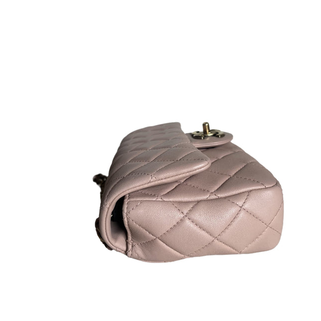 Sold Chanel Classic Flap 2014-2015 Beige Lambskin Leather Mini Crossbody Bag
