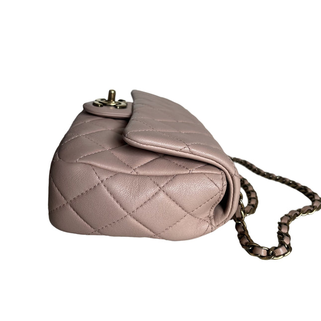 Sold Chanel Classic Flap 2014-2015 Beige Lambskin Leather Mini Crossbody Bag
