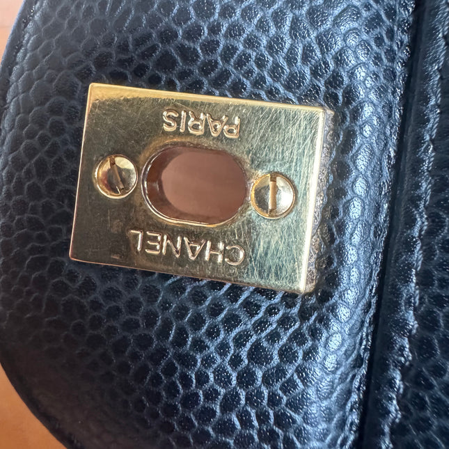 Chanel Classic Flap Jumbo Black Caviar Leather Single Flap 24k Gold Hardware 2008