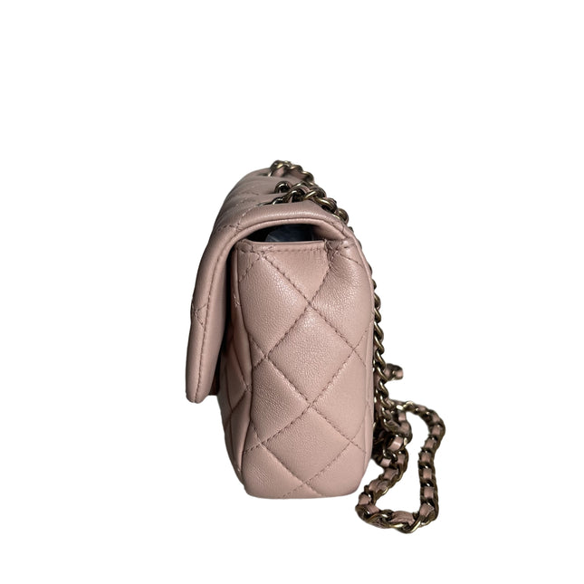 Sold Chanel Classic Flap 2014-2015 Beige Lambskin Leather Mini Crossbody Bag