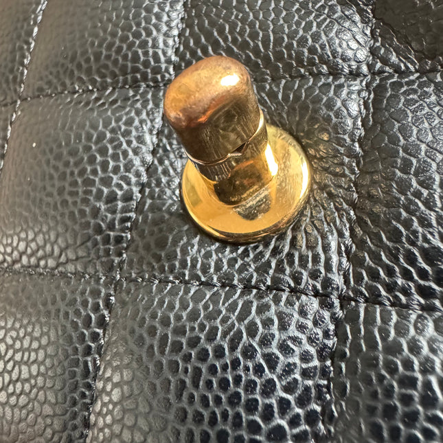 Chanel Classic Flap Jumbo Black Caviar Leather Single Flap 24k Gold Hardware 2008