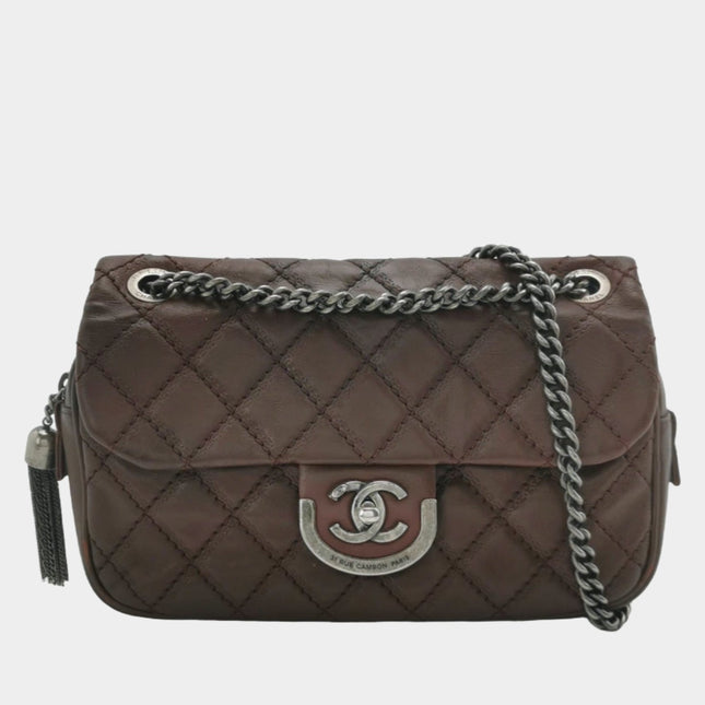 Chanel 2013 Paris-Edinburgh Medium Burgundy Flap Shoulder Bag-Luxbags