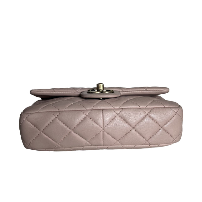 Sold Chanel Classic Flap 2014-2015 Beige Lambskin Leather Mini Crossbody Bag