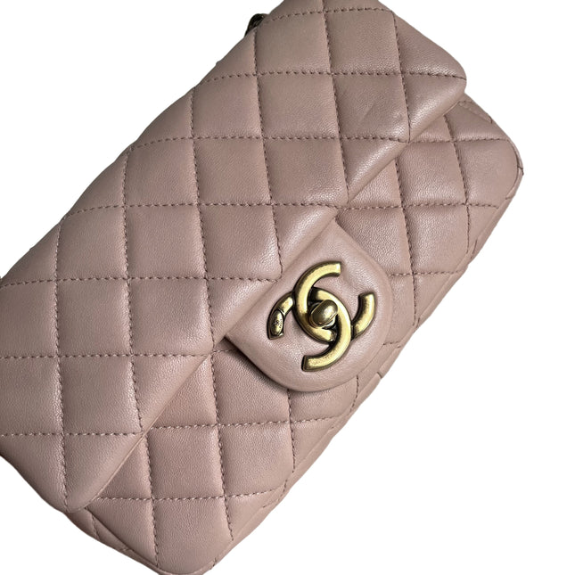 Sold Chanel Classic Flap 2014-2015 Beige Lambskin Leather Mini Crossbody Bag